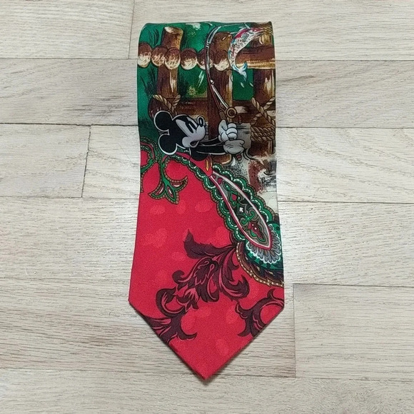Disney Fishing Mickey and Goofey Silk Tie - Picture 2 of 8
